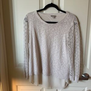 Lucky Brand Cream Lace Sleeve Blouse